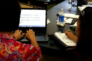 CART captioning on laptop screen